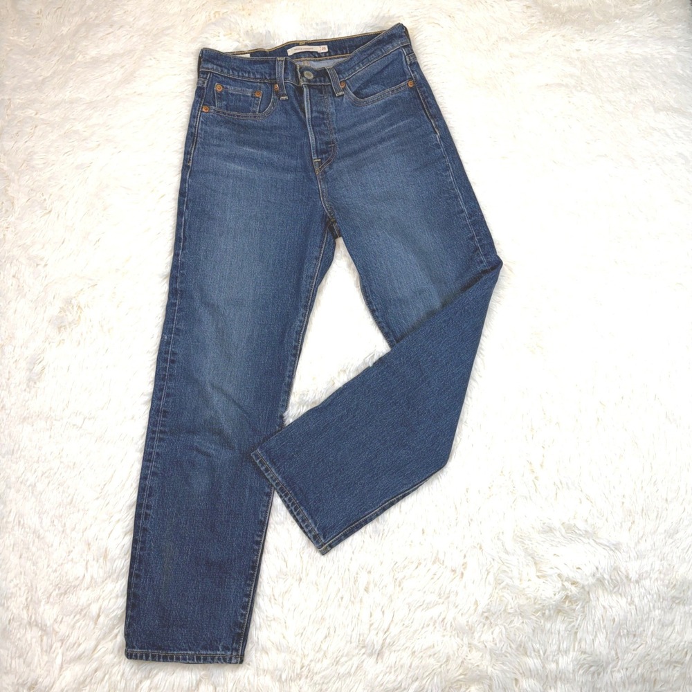 Levi's Wedgie Straight Jeans Womens 25x26 Blue High Rise Button Fly Classic 90s
